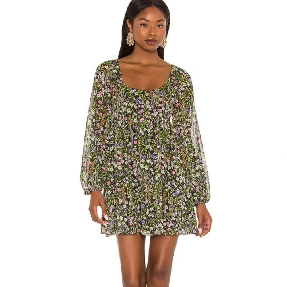 Amanda Uprichard Glory Charmont Lisboa Floral Print Chiffon  Mini Dress Size S